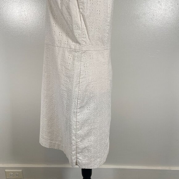 Banana Republic Sheath Dress Womens Size 10 White Eyelet Round Neck Back Zip - Picture 7 of 15